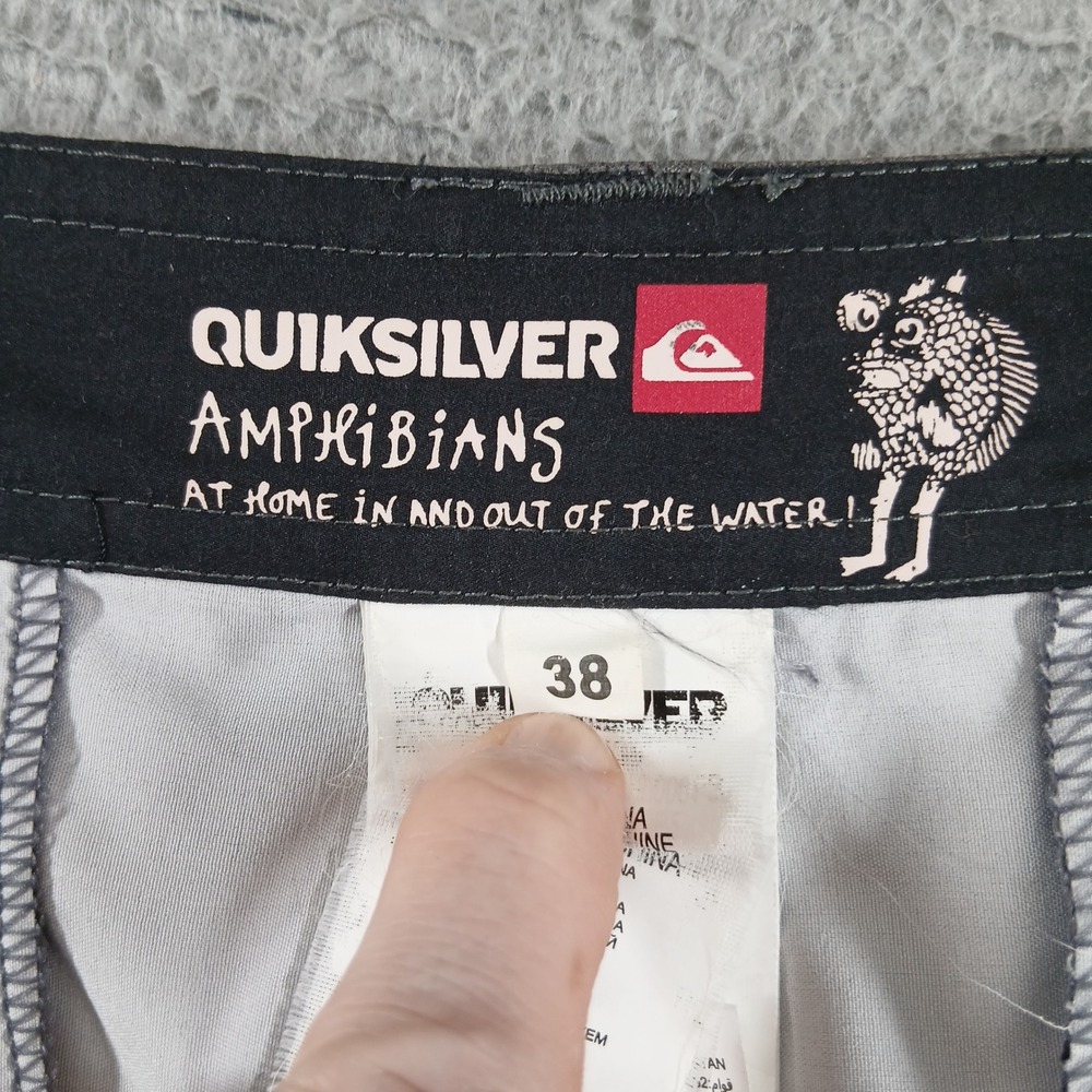 Quiksilver Amphibians Hybrid Shorts Plaid Boardshorts Stretch Grey Size 38 - Picture 4 of 11
